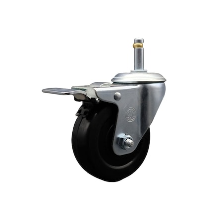 Service Caster 4'' Hard Rubber Wheel Swivel 7/16'' Grip Ring Stem Caster Total Lock Brake SCC-GRTTL20S414-HRS-716138